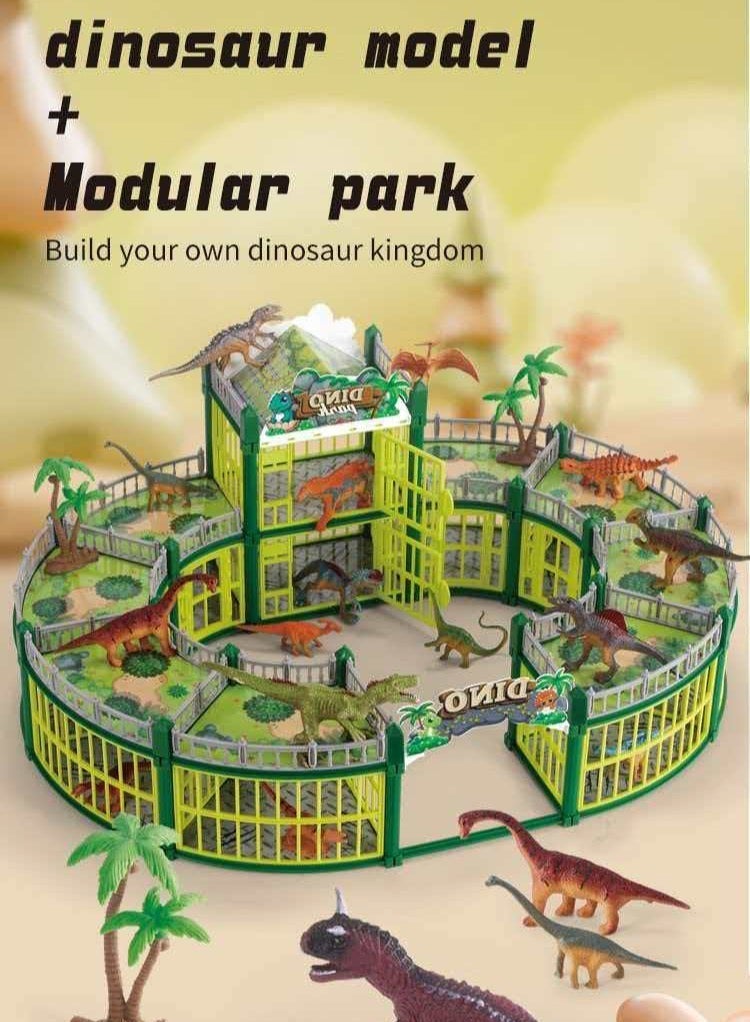 مجموعة ألعاب حديقة ديناصورات مكونة من 137 قطعة ألعاب بناء واقعية من العصر ما قبل التاريخ هدية تعليمية إبداعية للأطفال من عمر 3 سنوات فما فوق (مجموعة نماذج حيوانات) - Image 2